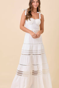 Maxi Dress With Border Lace Detail and Belt
