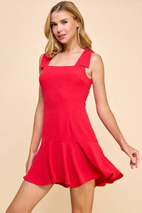 Square Neckline Ruffle Hem Dress