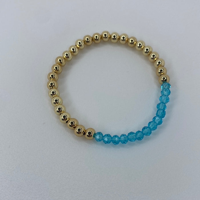 Medium Gold Beads W/ Neon Turquoise Beads