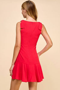 Square Neckline Ruffle Hem Dress