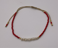 Multi Gray Red & Gold Adjust String Bracelets