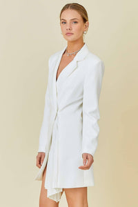Blazer Dress With Pleated Skirt Detail