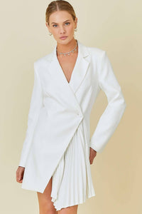 Blazer Dress With Pleated Skirt Detail