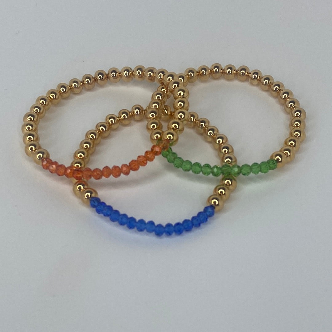 Large Gold Beads W/ Neon Green Beads