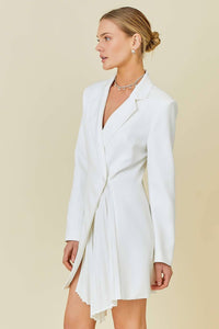 Blazer Dress With Pleated Skirt Detail