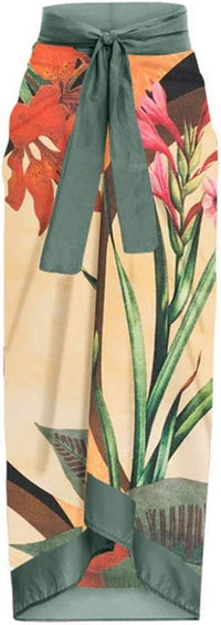 Open Back Wrap Front One Piece Swimsuit with Cover Up Y107