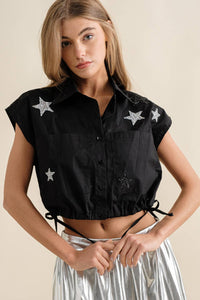 Poplin Star Patch Sleeveless Shirt