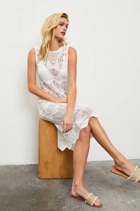SCALLOP HEM SWEATER DRESS