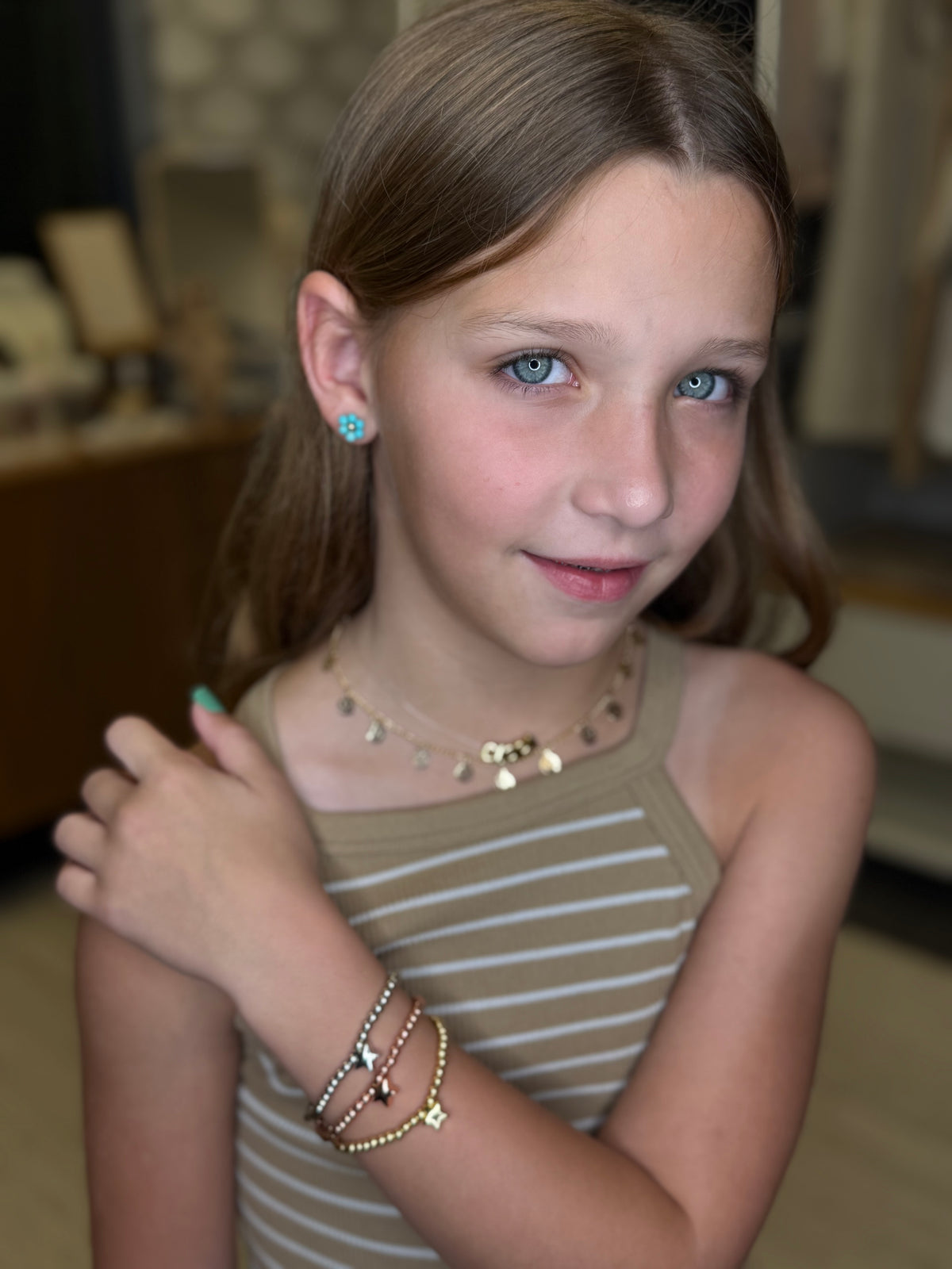 Beads Elastic W/ Star or Heart Bracelet