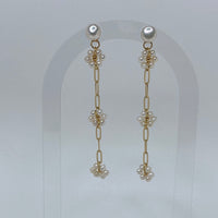 Gold W/ 3 White Pearl Flowers