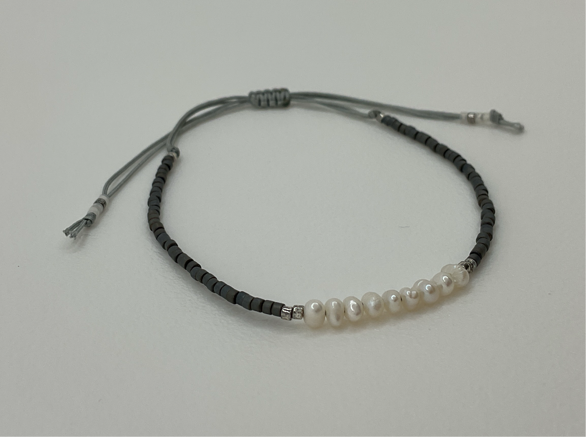 Multi Gray Red & Gold Adjust String Bracelets