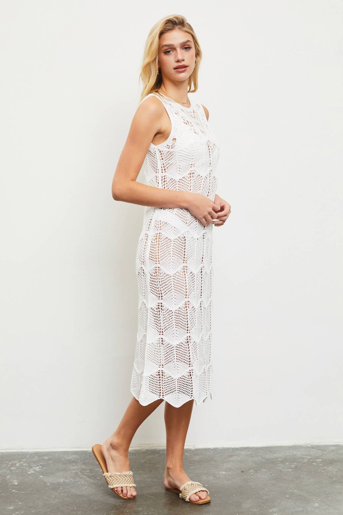 SCALLOP HEM SWEATER DRESS