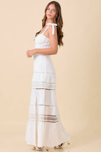 Maxi Dress With Border Lace Detail and Belt