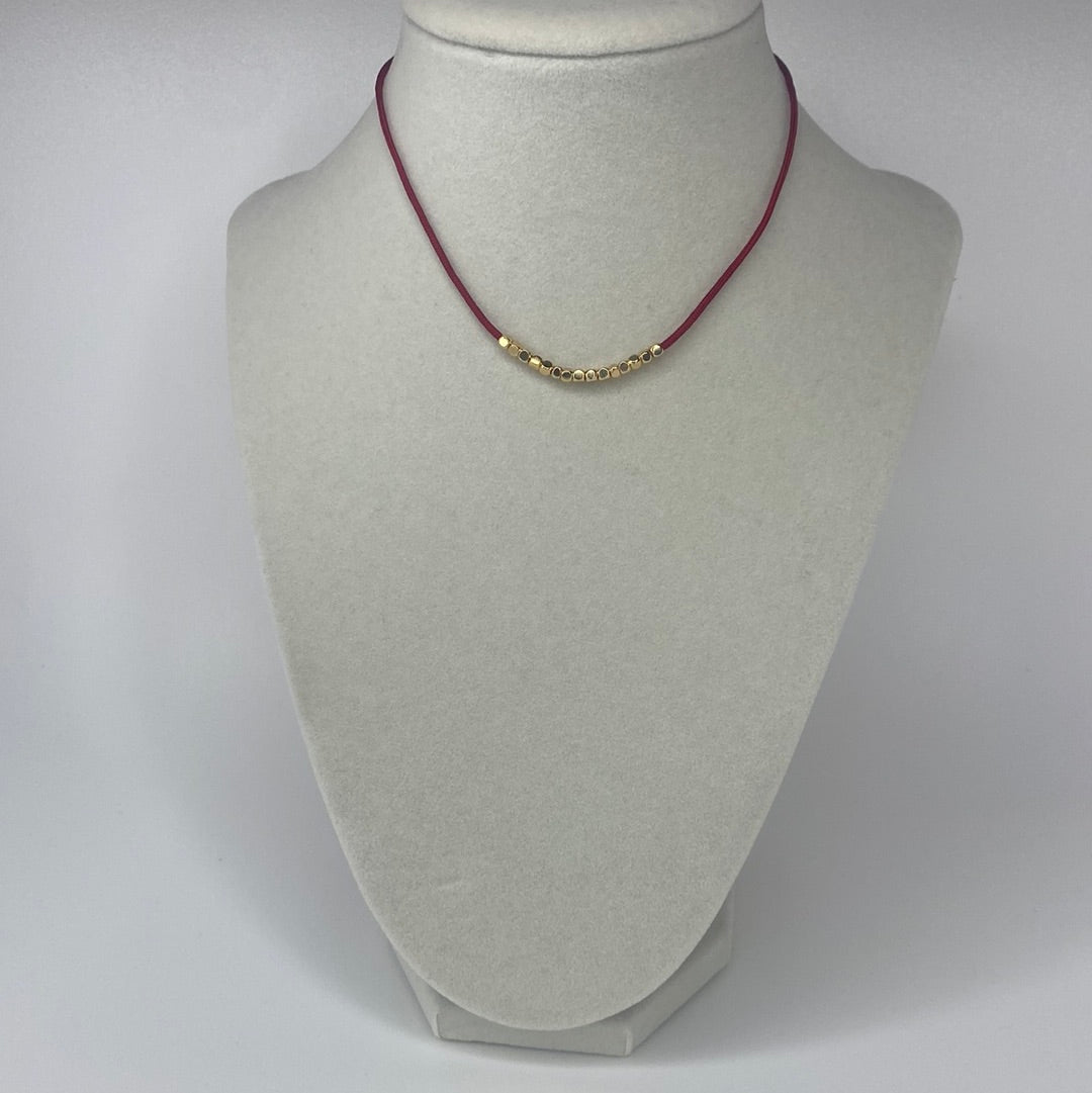 Red Adjustable String W/ Mini Square Beads