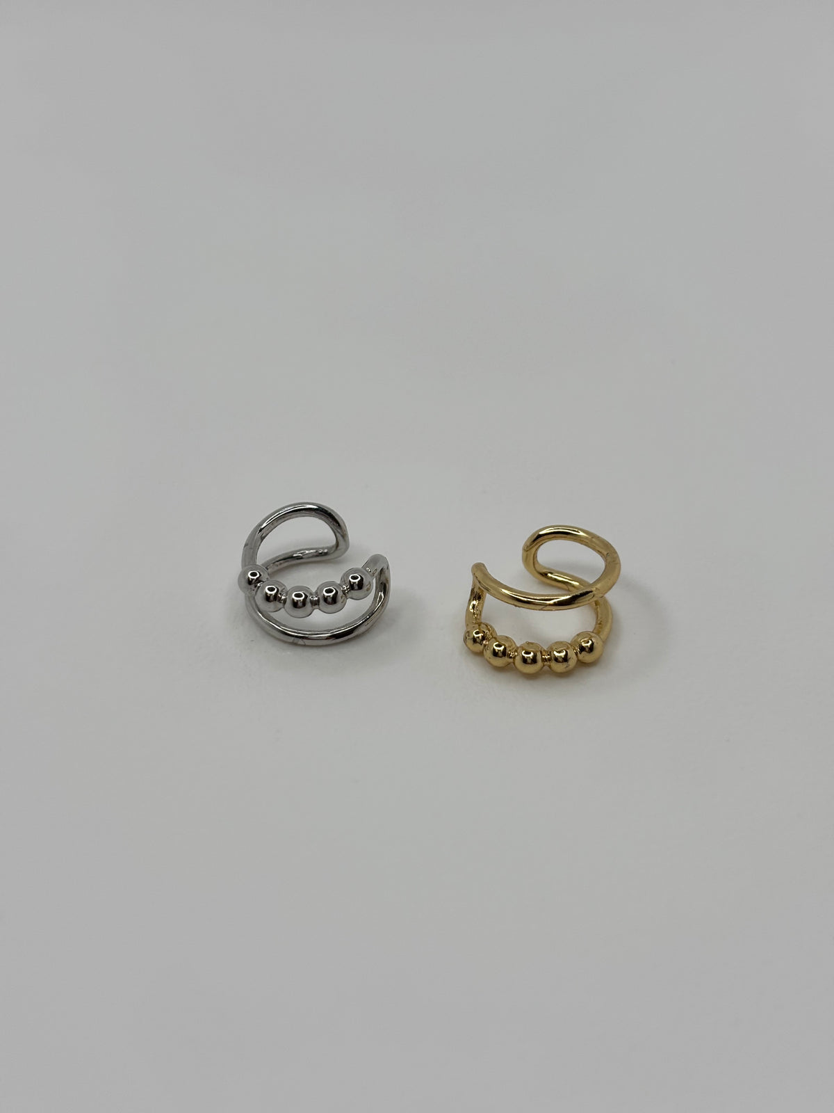 Double Hoop Bobble Ear Cuff