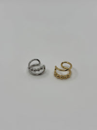Double Hoop Bobble Ear Cuff