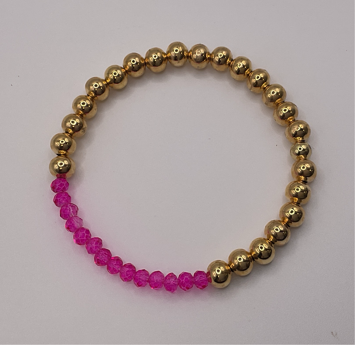 Large Gold Beads W/ Neon Pink Beads