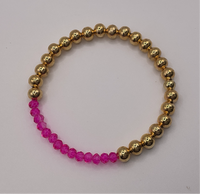 Large Gold Beads W/ Neon Pink Beads