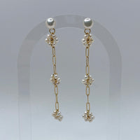 Gold W/ 3 White Pearl Flowers