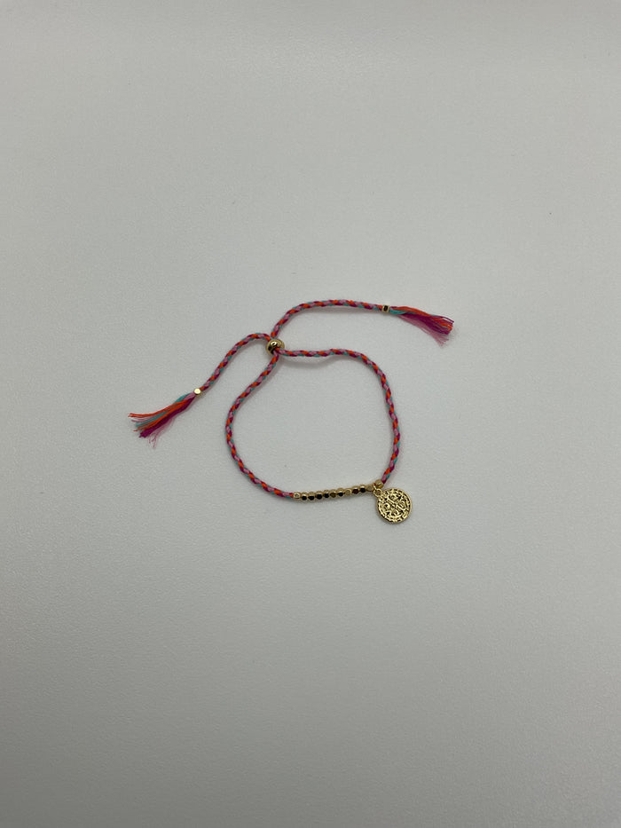 Multicolor Bracelets W/ Mini Gold Beads & SB Medal Gold Cross