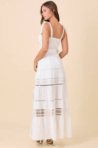 Maxi Dress With Border Lace Detail and Belt