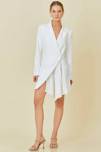 Blazer Dress With Pleated Skirt Detail