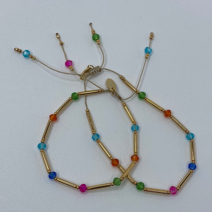Gold W/ Neon Mini Stones Bracelet