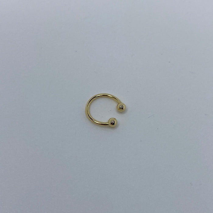 Gold W Two End Spheres- Ear cuff