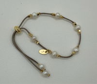 Pearl bracelets W/ Tan lace