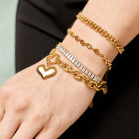 Heart Bracelet, 18K Gold Plated Steel