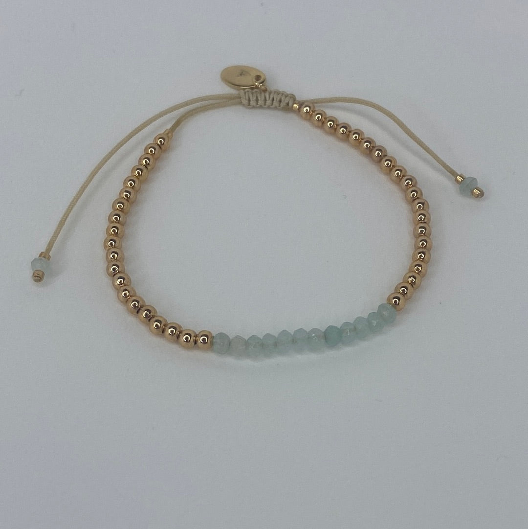 Half-Gold Half-Blue Beaded Bracelet