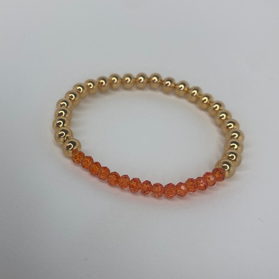 Large Gold Beads W/ Neon Orange Beads