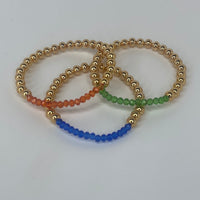 Large Gold Beads W/ Neon Blue Beads