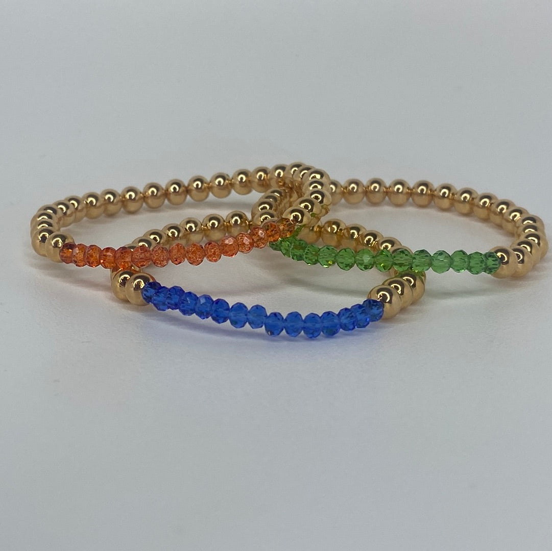 Large Gold Beads W/ Neon Blue Beads