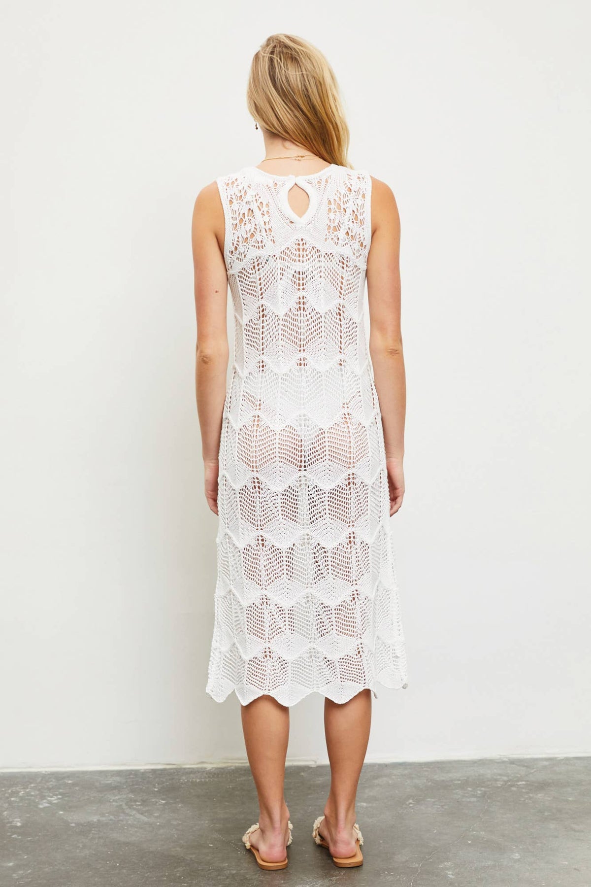 SCALLOP HEM SWEATER DRESS
