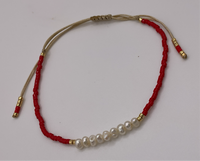 Multi Gray Red & Gold Adjust String Bracelets