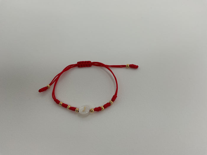 Red W/ Letter "J" & 6 Gold Beads