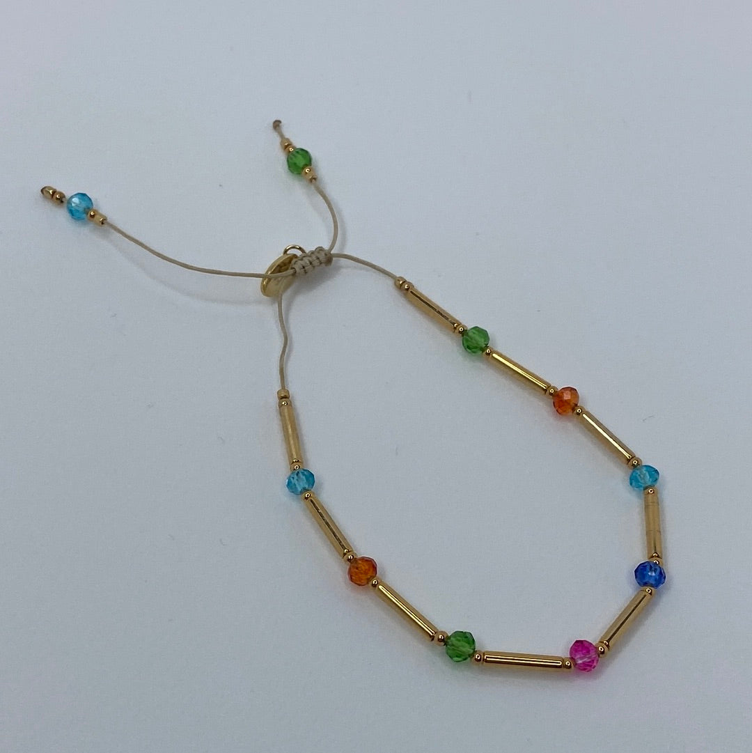Gold W/ Neon Mini Stones Bracelet