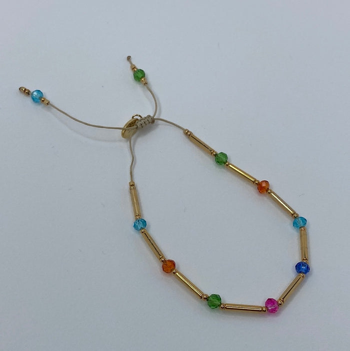 Gold W/ Neon Mini Stones Bracelet