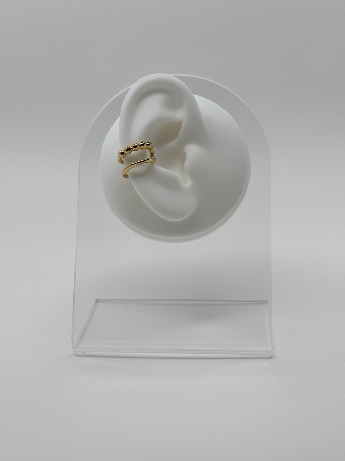 Double Hoop Bobble Ear Cuff