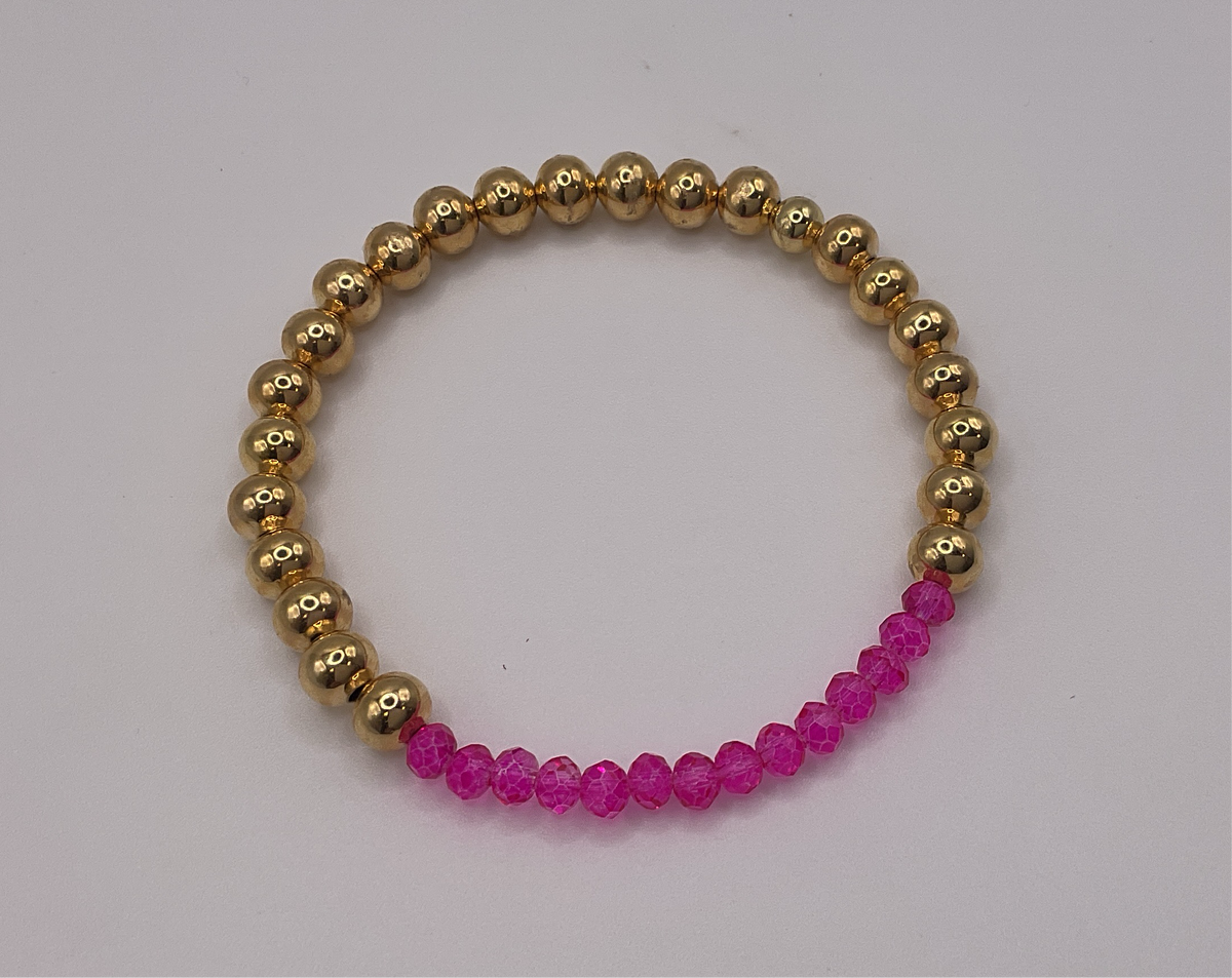 Large Gold Beads W/ Neon Pink Beads