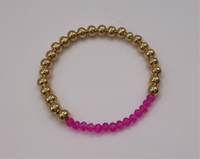 Large Gold Beads W/ Neon Pink Beads