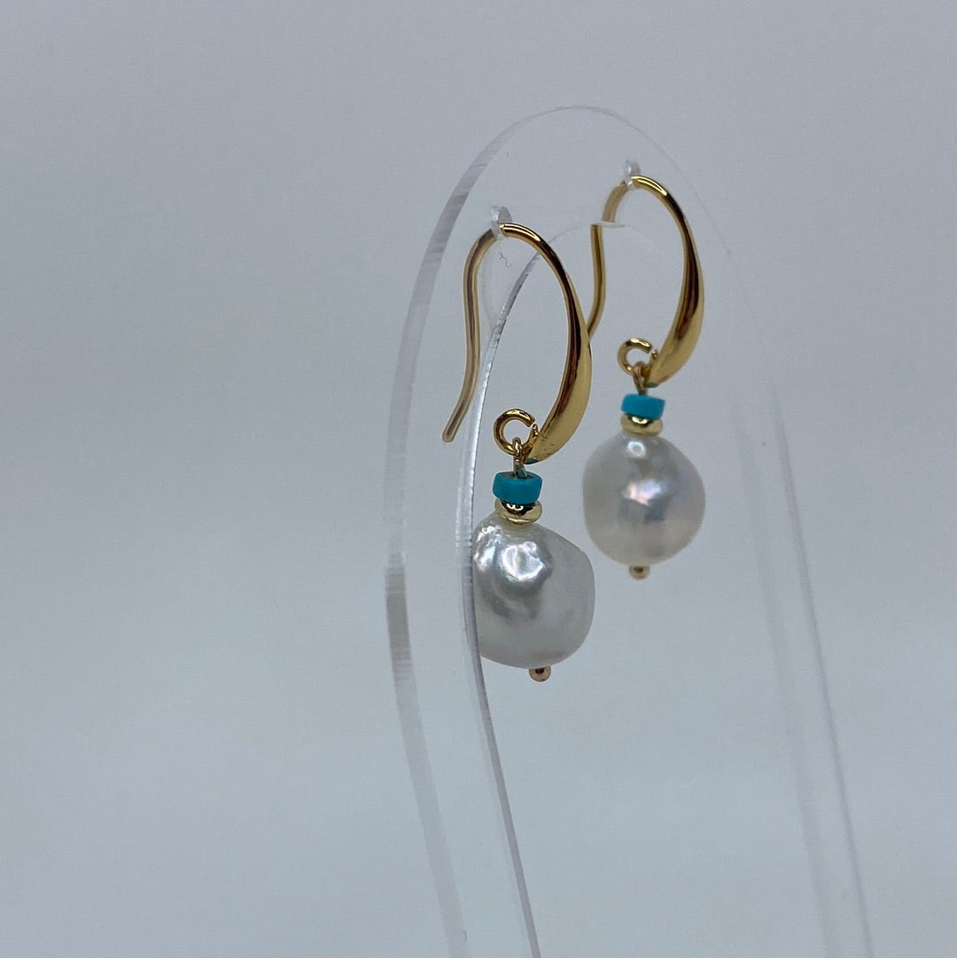 Gold W/ Rock-Pearl & Blue Bead