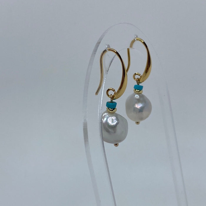 Gold W/ Rock-Pearl & Blue Bead