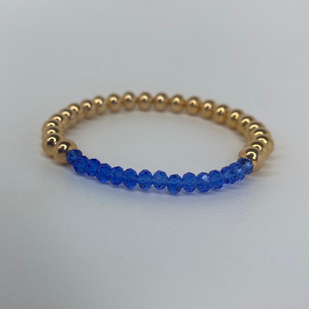 Large Gold Beads W/ Neon Blue Beads