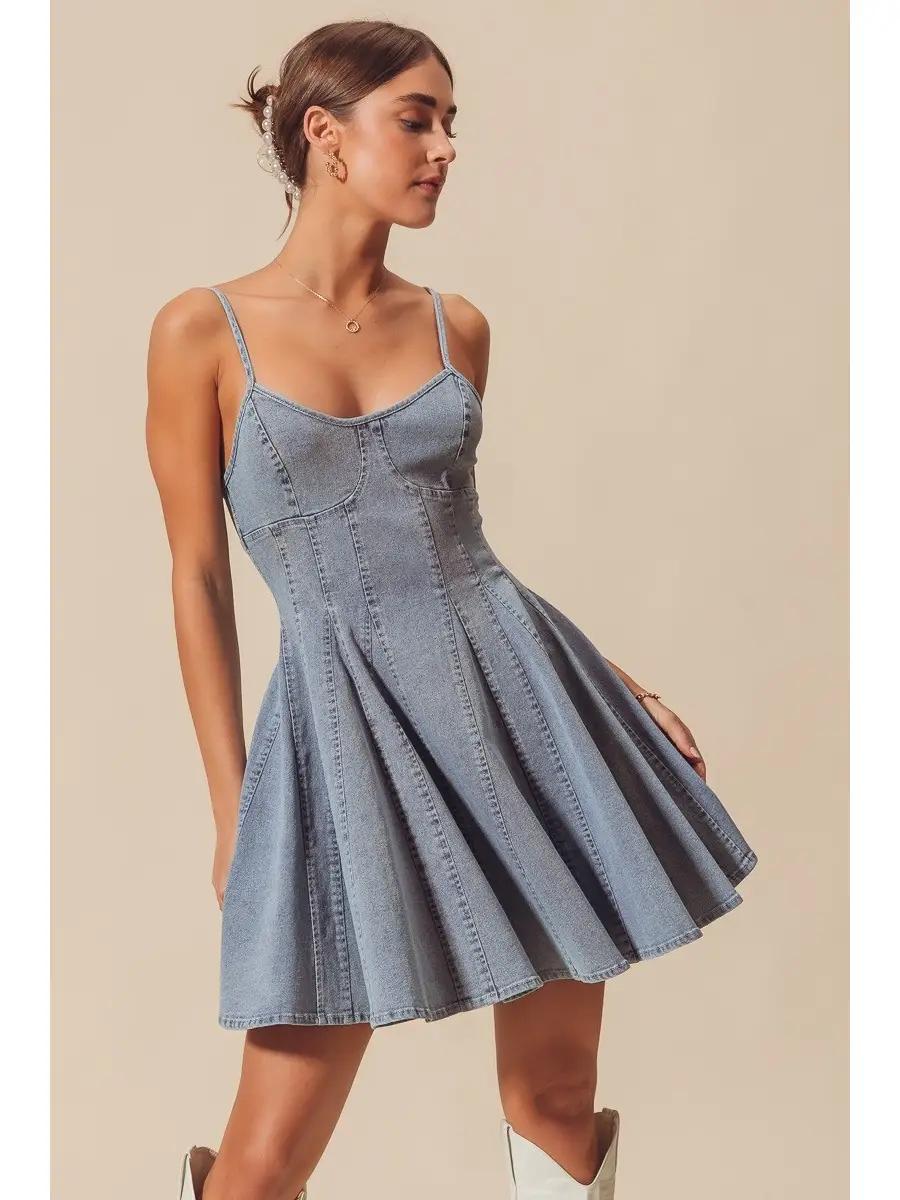 Line Fit and Flare Denim Mini Dress – The Hanger