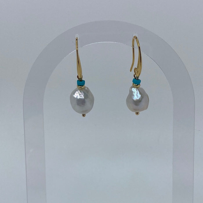 Gold W/ Rock-Pearl & Blue Bead