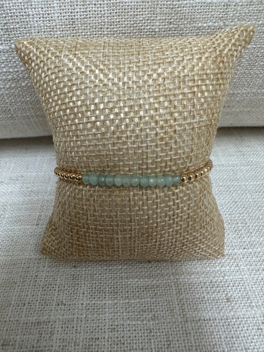 Half-Gold Half-Blue Beaded Bracelet