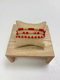Adjustable Gold & Red Beads - 3 in 1 Bracelet