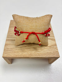 Adjustable Gold & Red Beads - 3 in 1 Bracelet